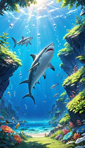 underwater background,dolphin background,ocean background,underwater world,aquarium,underwater landscape,requiem shark,aquarium inhabitants,sea-life,shark,underwater oasis,aquatic life,3d background,ark,aquatic,aquarium decor,cartoon video game background,shoal,ocean paradise,dolphin-afalina,Anime,Anime,Realistic