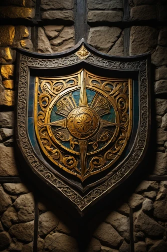 hyrule,heraldic shield,shield,gwent,wall light,castleguard,wra,usj,connacht,mughul,bronze wall,azeroth,uzala,kr badge,emblem,helmet plate,tokyo disneysea,stone background,excalibur,marycrest,Illustration,Japanese style,Japanese Style 16