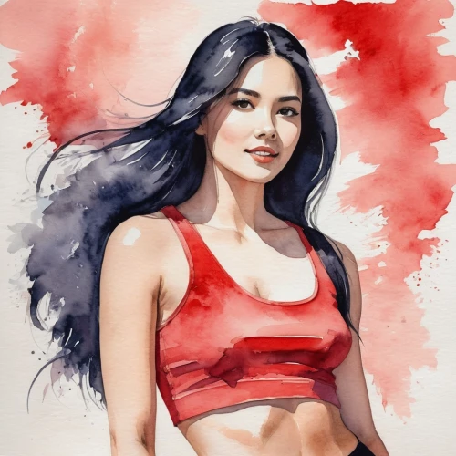 digital painting,brie,lotus art drawing,mulan,watercolor,painting,girl portrait,santana,asian woman,digital art,watercolor paint,girl drawing,photo painting,watercolor background,sports girl,mma,puma,watercolor painting,world digital painting,watercolor sketch,Illustration,Paper based,Paper Based 25