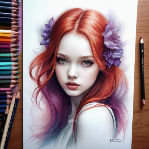 colour pencils,watercolor pencils,color pencils,coloured pencils,kommuna,behenna,colored pencils,polychromy,color pencil,watercolor painting,fantasy portrait,colored pencil,flower painting,persephone,seelie,watercolor,viveros,copic,colourful pencils,pencil color,Illustration,Realistic Fantasy,Realistic Fantasy 15