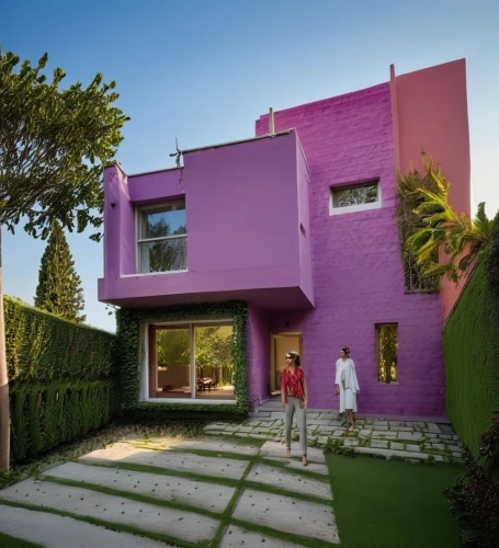 cube house,cubic house,pink squares,dunes house,modern house,cube stilt houses,modern architecture,house shape,house of sponge bob,villa,bendemeer estates,exterior decoration,two story house,garden elevation,residential house,house painting,geometric style,landscape designers sydney,pink grass,magenta,Photography,General,Realistic