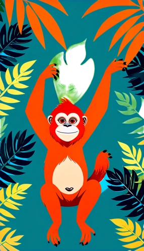 orangutan,tropical animals,coconut jam,rainforest,monkey banana,palm oil,primate,jungle,king coconut,artocarpus,monkey,madagascar,bongo,primates,tropics,cartoon palm,coconut,forest animal,gorilla,uakari,Illustration,Vector,Vector 18