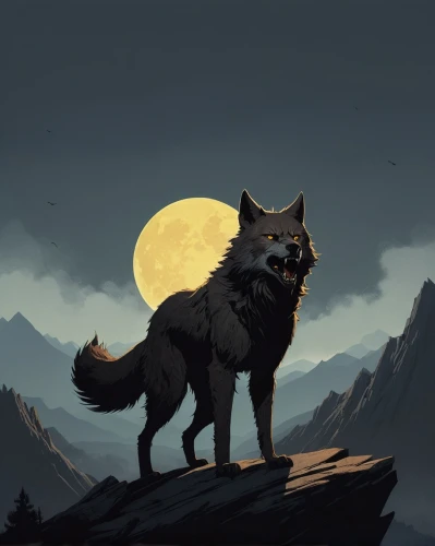 howling wolf,werewolve,wolpaw,wolfsangel,fenrir,werewolf,howl,wolfgramm,constellation wolf,wolf,black shepherd,blackwolf,wolffian,wolves,full moon,dog illustration,werewolves,european wolf,gray wolf,schindewolf,Illustration,Japanese style,Japanese Style 08