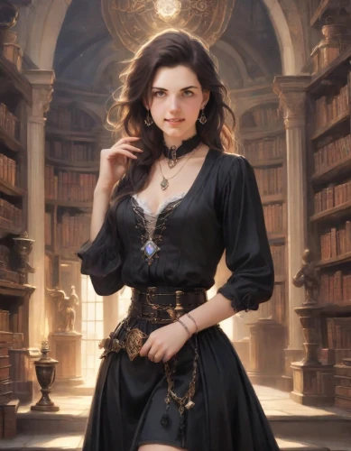 librarian,seregil,fantasy portrait,headmistress,bibliophile,gothic portrait,belle,narcissa,scholar,morgana,hermione,arcanjo,librarians,bibliographer,bellatrix,bookseller,magistra,sorceror,margairaz,ellinor,Digital Art,Classicism