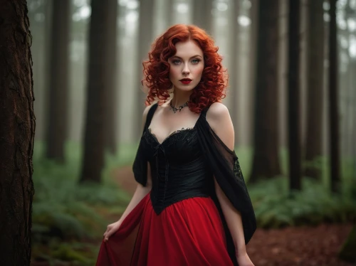 red riding hood,redhead doll,seelie,melisandre,little red riding hood,gothic woman,demelza,shades of red,ballerina in the woods,gothic dress,redheads,red head,sirenia,persephone,rasputina,corsetry,lady in red,faery,redhair,latynina,Art,Classical Oil Painting,Classical Oil Painting 30