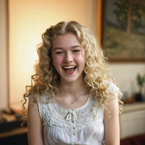 a girl's smile,portrait of christi,curly hair,magnolieacease,portrait of a girl,curls,laugh,smiling,killer smile,ecstatic,a smile,curly,british actress,adorable,orla,portrait photographers,eufiliya,laughter,grin,girl in a historic way,Art,Classical Oil Painting,Classical Oil Painting 15