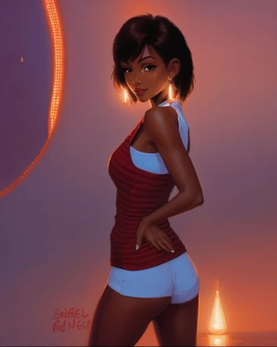 candela,sci fiction illustration,rosa ' amber cover,digital painting,black women,world digital painting,tiana,maria bayo,game illustration,retro girl,game art,christmas pin up girl,african american woman,valentine pin up,cg artwork,croft,femme fatale,lady in red,concept art,starfire,Conceptual Art,Fantasy,Fantasy 07