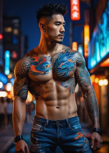 yohei,yakuza,kazuya,su yan,nguyen,wightman,katsuyori,tattooed,janome chow,tatoos,neon body painting,tatsuhiko,ryu,jingyu,physiques,kriengsak,ryohei,toshihiko,jianxing,tattoos,Illustration,Paper based,Paper Based 03