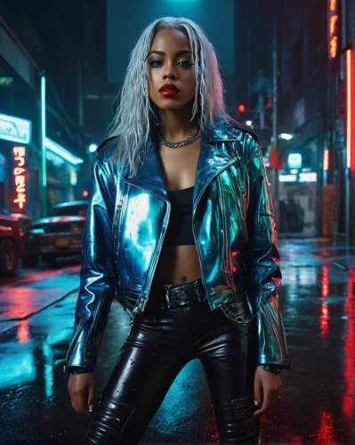 ororo,domino,nomani,janelle,birds of prey-night,mahdawi,toni,rexha,neon lights,jinde,nahri,niya,matangi,emeli,latavia,jacket,leather jacket,blige,azari,joi,Photography,Black and white photography,Black and White Photography 14