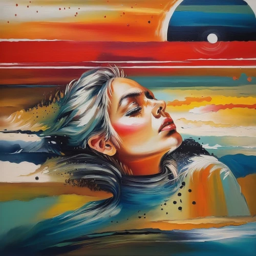 oil painting on canvas,painting technique,glass painting,water nymph,the blonde in the river,girl on the river,oil painting,art painting,oil on canvas,chalk drawing,meticulous painting,girl on the boat,acrylic paint,siren,water colors,italian painter,graffiti art,painting,oil paint,canoe,Illustration,Paper based,Paper Based 04