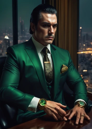 black businessman,ceo,businessman,african businessman,gold business,business man,billionaire,watchmaker,watch dealers,white-collar worker,banker,mafia,riddler,executive,men's suit,man's fashion,stock broker,green jacket,a black man on a suit,greed,Conceptual Art,Fantasy,Fantasy 01