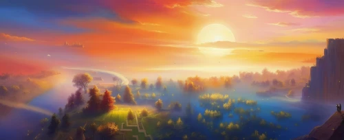 fantasy landscape,hot-air-balloon-valley-sky,futuristic landscape,fantasy world,fairy world,cartoon video game background,world digital painting,fantasia,fantasy picture,mists over prismatic,dream world,dusk background,mountain sunrise,backgrounds,background screen,fantasy city,dreamland,landscape background,mountain world,sunburst background,Illustration,Realistic Fantasy,Realistic Fantasy 01