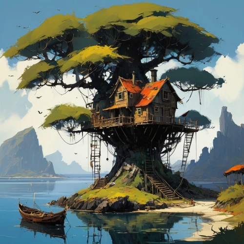 tree house,treehouse,treehouses,tree house hotel,floating island,island suspended,mushroom island,flying island,floating islands,stilt house,lonetree,tree top,house with lake,islet,isolated tree,the island,island,dragon tree,forest house,the japanese tree,Conceptual Art,Sci-Fi,Sci-Fi 01