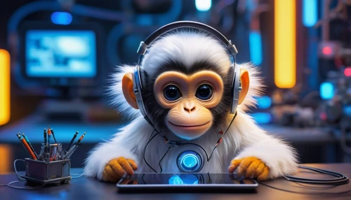 monkeys band,disc jockey,disk jockey,simian,primate,call centre,call center,dj,djn,monkey,beatport,listening to music,monkeying,the monkey,ape,baboon,war monkey,monkeywrench,buuren,monkey god,Illustration,Realistic Fantasy,Realistic Fantasy 03