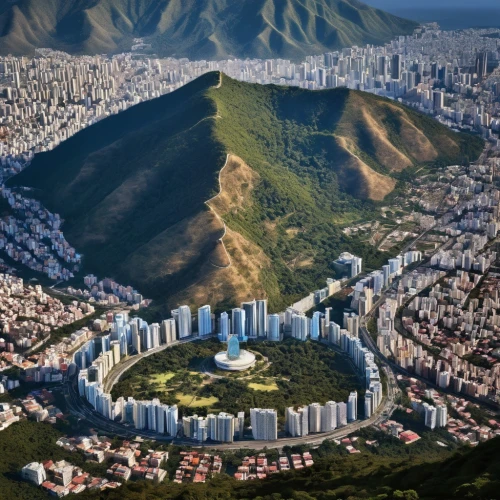 caracas,extinct volcano,cerro,ecotopia,bancaracas,ciudad,hysan,terraformed,ciudades,diamondhead,megalopolis,moc chau hill,taoyuan,shenzhen,urban design,tijuca,the volcanic cone,urbanization,simcity,medellin,Unique,Design,Blueprint