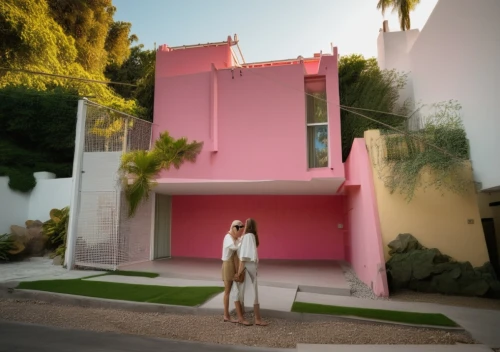 dreamhouse,pink squares,beach house,cubic house,beachhouse,riviera,cube house,woman house,mid century house,palm springs,dunes house,lachapelle,color pink,color pink white,showhouse,casita,arquitectonica,house painting,pink car,pink white,Photography,General,Realistic