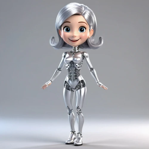 silver,aluminum,bionic,alita,fembot,silvered,silvery,pixar,humanoid,zenon,tinman,space suit,rubber doll,spacesuit,quicksilver,renderman,silver surfer,barebone,cosmogirl,lost in space,Unique,3D,3D Character