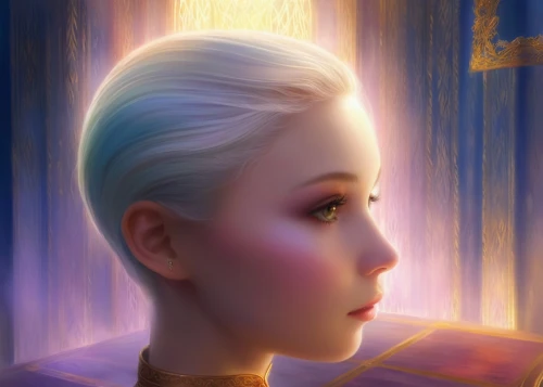 fantasy portrait,digital painting,nessarose,mystical portrait of a girl,violet head elf,satine,arwen,luminous,dany,world digital painting,daenerys,digital art,digital artwork,the snow queen,rapunzel,overpainting,elf,sci fiction illustration,fairest,portrait background,Illustration,Realistic Fantasy,Realistic Fantasy 01