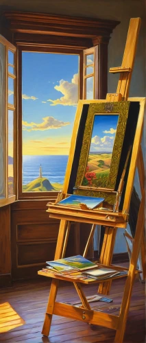 easels,windows wallpaper,wooden windows,window with sea view,easel,deckchairs,paintings,windows,home landscape,photo painting,art painting,landscape background,painter,post impressionism,meticulous painting,painting,window seat,painting technique,overpainting,deckchair,Illustration,Children,Children 03