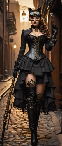 steampunk,zatanna,gothicus,masquerade,catwoman,rasputina,victoriana,zorro,domino,halloween black cat,morgana,atrix,corsetry,huntress,alleycat,fantasy woman,battaini,alley cat,zatara,kittani,Illustration,Black and White,Black and White 06