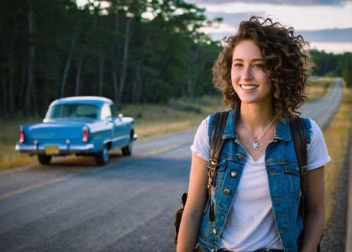 girl and car,marylou,girl in overalls,girl in car,countrywoman,countrygirl,aronde,hitchhikes,vw beetle,denim background,volkswagen beetle,countrywomen,hitchhiked,notchback,hande,route 66,jeans background,bluejeans,backroads,vintage girl,Illustration,Vector,Vector 03