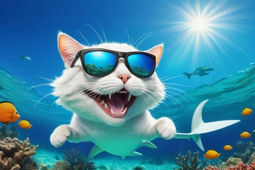 cat on a blue background,underwater background,funny cat,sea animal,catshark,seacat,swimmable,underwater world,aquatic life,cat vector,ocean background,aquatic animal,marine animal,cartoon cat,aquatic animals,sea animals,pilchard,nekton,catsharks,sea life underwater,Art,Classical Oil Painting,Classical Oil Painting 26