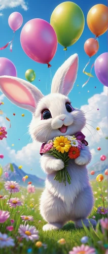 bunny on flower,easter background,easter theme,easter bunny,easter rabbits,cartoon bunny,easter celebration,easter festival,happy easter hunt,cartoon rabbit,happy easter,spring background,easter banner,pasqua,rainbow rabbit,flower background,springtime background,flower animal,bunni,egg hunt,Illustration,Black and White,Black and White 21