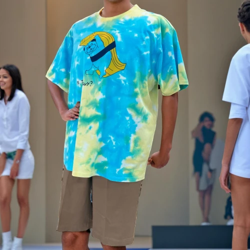 surfwear,stussy,house of sponge bob,sublimated,squarepants,sponge bob,cool remeras,isolated t-shirt,quiksilver,junya,tropics,blue hawaii,volcom,tie dye,hodgy,spongebob,japanese wave,koston,oversized,thakoon,Male,North and Central Americans,Youth adult,Happy,Polo Shirt and Shorts,Indoor,Fashion Show