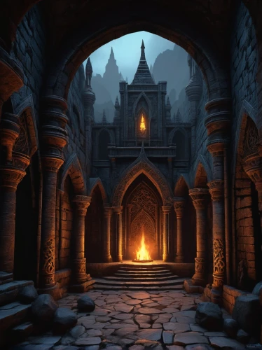 theed,hall of the fallen,labyrinthian,castle of the corvin,riftwar,khandaq,3d render,cartoon video game background,undercity,blackgate,castlevania,dungeon,dungeons,doorways,strangehold,3d fantasy,portal,medieval,medieval street,medieval town,Illustration,American Style,American Style 12