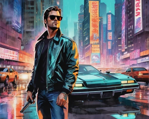 hauer,bladerunner,star-lord peter jason quill,neuromancer,deckard,terminator,eastwood,durden,lubomirski,manzarek,brubaker,hellblazer,hrithik,plissken,cyberpunk,jasinski,kamurocho,sci fiction illustration,replicants,neo,Illustration,Paper based,Paper Based 25