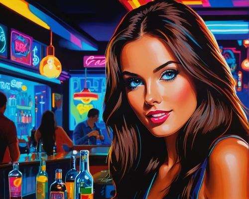 barmaid,bartender,donsky,cool pop art,liquor bar,world digital painting,liquors,welin,neon drinks,art painting,pop art style,photorealist,gangloff,oil painting on canvas,barmaids,neon coffee,lachapelle,kafana,mousseau,barkeep,Conceptual Art,Sci-Fi,Sci-Fi 20