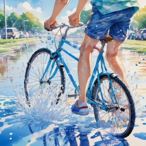 splash photography,splash paint,bicycle ride,bicycling,bicycle,cycling,bike pop art,water splashes,bicycles,bicycle riding,splashes,water splash,splashing,biking,cyclist,wet smartphone,wetpaint,water games,bicyclists,bicyclist,Illustration,Japanese style,Japanese Style 02