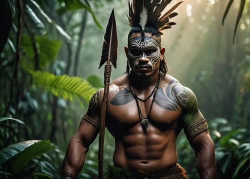 apocalypto,vaas,tribesman,orishas,amazonian,aborigine,oenomaus,maori,tainos,kayapo,shango,witchdoctor,siberut,adewale,aboriginal,amerindian,black warrior,tribespeople,tarzan,shamans,Illustration,Paper based,Paper Based 01