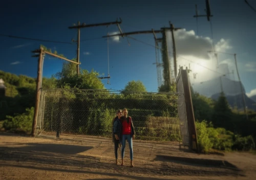 vignetting,tilt shift,cryengine,catenary,powerlines,power line,highwire,empty swing,dayz,ampt,power lines,lineswoman,compositing,fenceline,half life,depth of field,antena,embrun,girl walking away,virtual landscape,Photography,General,Realistic