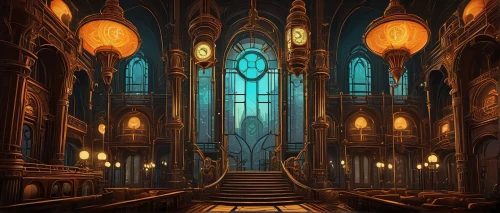 hall of the fallen,cathedral,haunted cathedral,labyrinthian,praetorium,sanctuary,orchestrion,castlevania,pipe organ,sanctum,cathedrals,theed,organ pipes,gothic church,castle of the corvin,tabernacles,sacristy,crypts,portcullis,stained glass windows,Illustration,Realistic Fantasy,Realistic Fantasy 25