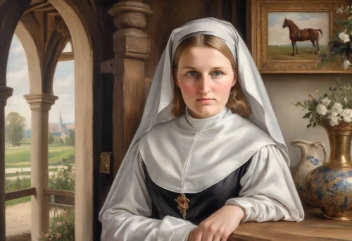 perugini,timoshenko,carmelite order,postulant,clergywoman,ursulines,nelisse,maidservant,portrait of christi,lacordaire,duchesne,foundress,scholastica,the prophet mary,prioress,sspx,carmelite,mesdag,tymoshenko,canoness,Digital Art,Impressionism