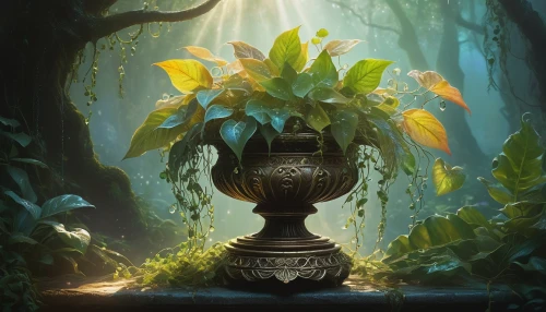 vase,golden pot,goblet,flower vase,sunflowers in vase,nuphar,karakas,urn,majevica,magical pot,chalice,illuminated lantern,lantern plant,shivaratri,terrarium,flora,fantasy picture,garden pot,golden candle plant,centrepiece,Conceptual Art,Daily,Daily 05