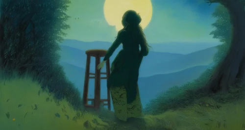woman silhouette,house silhouette,shadowland,fantasy picture,digital painting,orona,sci fiction illustration,silhouette,world digital painting,girl with tree,the silhouette,schierstein,shadowlands,silhouette art,the wanderer,guiding light,schierke,llorona,girl in a long dress,light bearer,Illustration,Realistic Fantasy,Realistic Fantasy 04