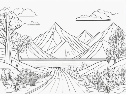 coloring page,mountain ranges,mountainous landscape,mountain scene,mountain range,coloring pages,background vector,rivendell,mountain landscape,mountain slope,salt meadow landscape,background design,mountains,mountainsides,landscape background,mountain world,line drawing,mountainous,mountainside,botanical line art,Illustration,Black and White,Black and White 04