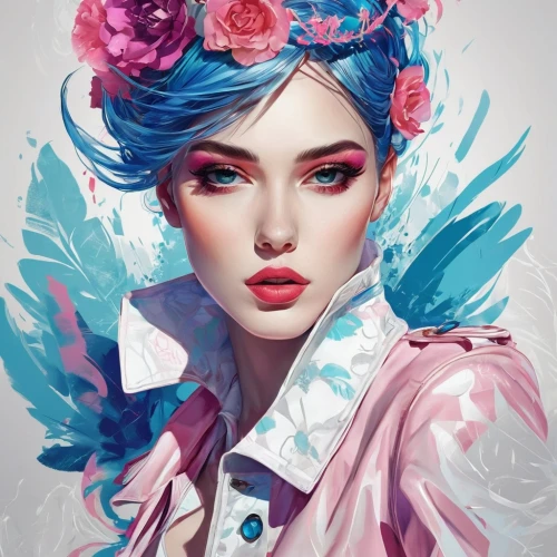 fashion vector,fantasy portrait,peony,viveros,boho art style,digital painting,flower fairy,kommuna,boho art,world digital painting,peonies,flora,fantasy art,rose flower illustration,illustrator,geisha girl,digital illustration,vanderhorst,vintage floral,blue floral,Photography,Fashion Photography,Fashion Photography 01