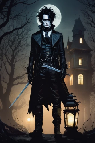 witchfinder,highwayman,hyde,corvo,halloween poster,gothicus,alatriste,scissorhands,halloween wallpaper,darktown,salem,lovett,leatherface,nightwing,blunderbuss,poe,myers,rumplestiltskin,nightwatchman,dickensian,Illustration,Paper based,Paper Based 07