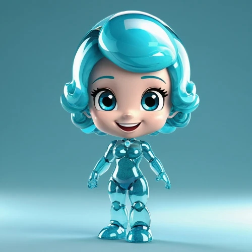 renderman,aquamarine,cyberstar,cyan,minimo,rubber doll,3d figure,bobble,tron,vector girl,cute cartoon character,chrystal,verka,cinema 4d,jazzie,3d model,elsa,bobblehead,zenon,diamante,Unique,3D,3D Character