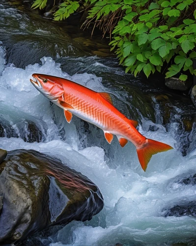 salmon leaping,sockeye,kokanee,wild salmon,fjord trout,steelhead,coho,salmon,koi carps,tenkara,salmoneus,brooktrout,salmon color,oncorhynchus,koi,salmon red,salmonids,koi fish,salmonid,salmonidae,Photography,General,Realistic