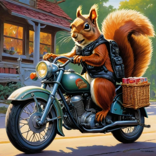 motorcycle,motorbike,motorcycles,biker,motorcyclist,motorcycling,rocket raccoon,motorcyling,redwall,motorcyle,squirell,the squirrel,harley davidson,squirreled,squirreling,squirrely,squirrel,motorcycle tour,panniers,scooter riding,Illustration,American Style,American Style 07