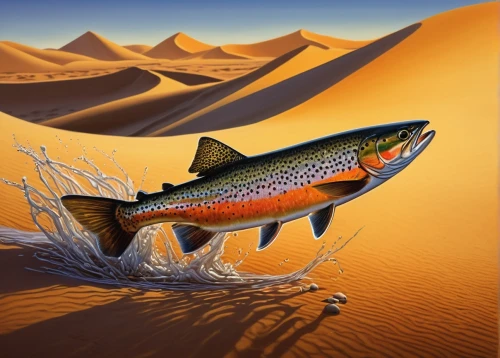 fjord trout,muskellunge,fish in water,wild salmon,brooktrout,rainbow trout,oncorhynchus,pescado,napoleon fish,freshwater fish,salmoneus,pikeminnow,sockeye,esox,salmonidae,pescante,characidae,snapfish,walleyes,muskie,Illustration,Retro,Retro 14