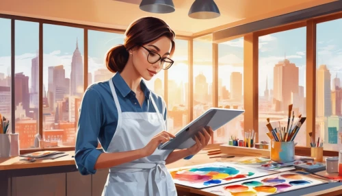 painting technique,girl studying,illustrator,world digital painting,meticulous painting,sci fiction illustration,painter,photo painting,watercolourist,office worker,salesgirl,art painting,digital painting,blur office background,girl drawing,secretarial,game illustration,girl at the computer,overpainting,bussiness woman,Unique,Design,Infographics