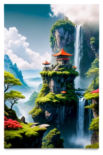 cartoon video game background,landscape background,japanese background,fantasy landscape,japan landscape,background design,world digital painting,japanese garden ornament,yamatai,japanese garden,mushroom landscape,an island far away landscape,teahouse,bird kingdom,japanese zen garden,japanese sakura background,imagawa,virtual landscape,kanto,bonsai,Conceptual Art,Oil color,Oil Color 03