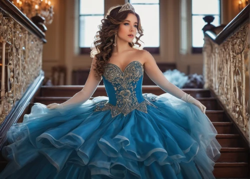 ball gown,ballgown,quinceanera,cendrillon,ballgowns,quinceaneras,cinderella,duchesse,bridal gown,evening dress,princess sofia,wedding gown,maxon,bridal dress,jasmine blue,fairest,vestido,tosca,a floor-length dress,wedding dress,Illustration,Realistic Fantasy,Realistic Fantasy 41