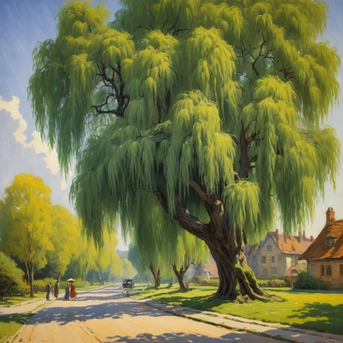 weeping willow,metasequoia,corkscrew willow,wenzhao,willows,poplar tree,linden blossom,yanzhao,sizhao,hanging willow,sedlacek,youliang,wasdin,haiping,cypresses,nestruev,linden tree,greenwillow,green landscape,jianying,Art,Classical Oil Painting,Classical Oil Painting 23