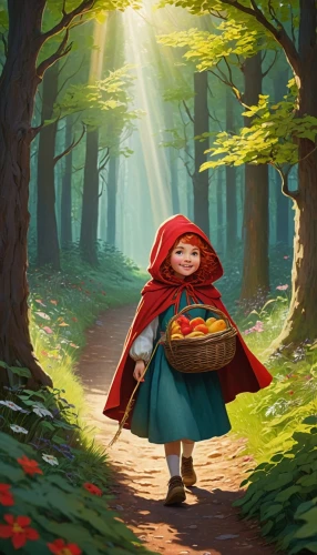 little red riding hood,red riding hood,merida,girl with bread-and-butter,storybook character,pomponia,red cape,ghibli,fae,schierholtz,arrietty,magical adventure,ponyo,red coat,fairy tale character,nargothrond,the wanderer,pilgrim,storybook,schierstein,Illustration,Vector,Vector 15